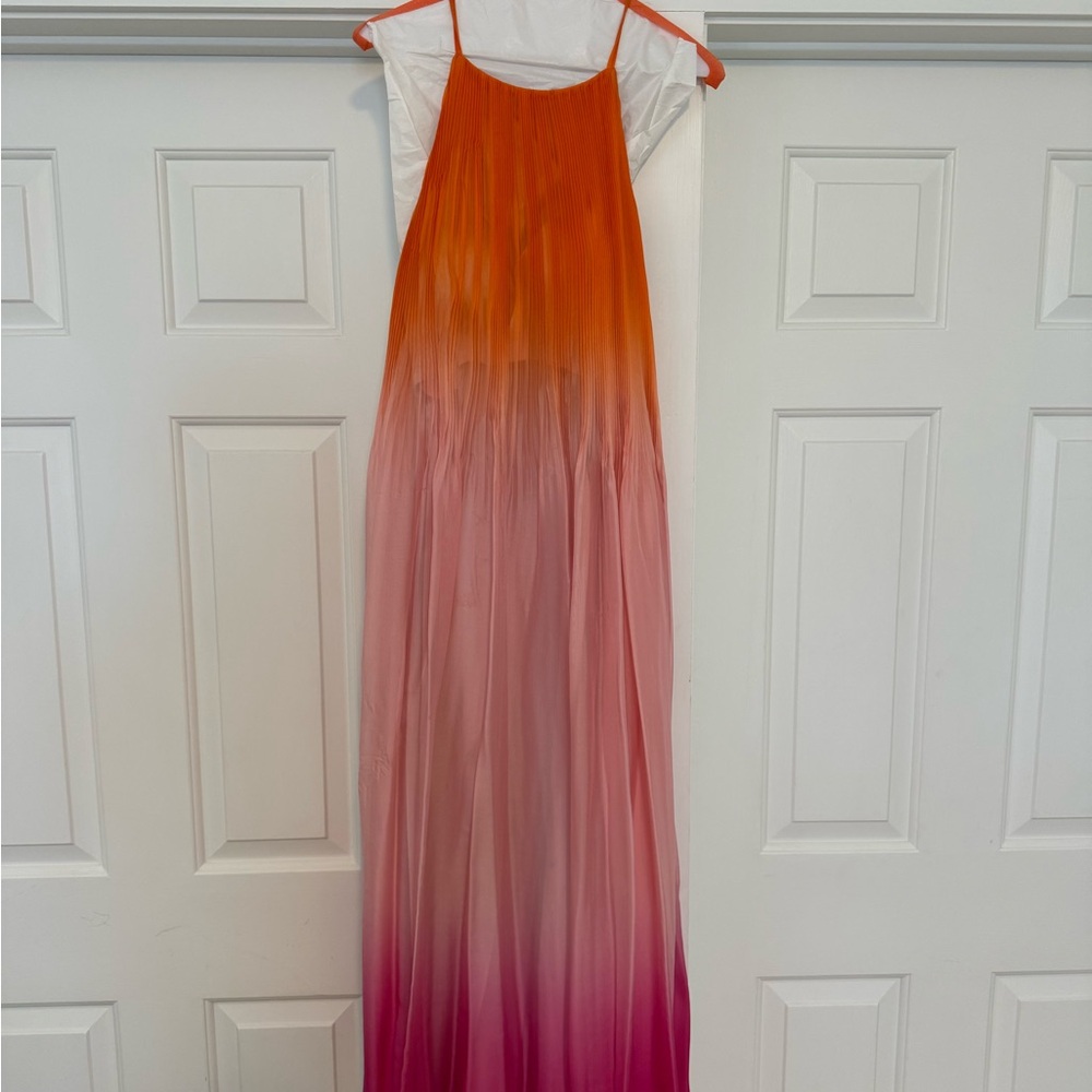 Alice + Olivia Pink to Peach Ombre Pleated Evening Gown - Picture 3 of 7